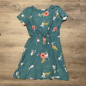Blueish green floral summer dress (large)